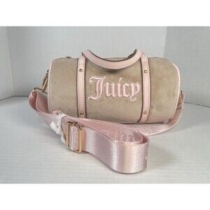 Juicy Couture Crossbody Bag Handbag Cute Pink Beige Purse Y2k Style Barrel